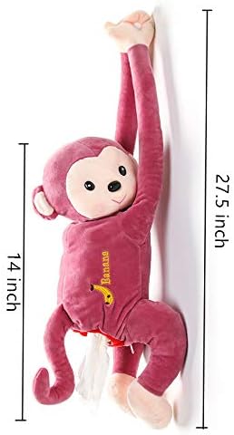 Plush PIPI Monkey Toy style Anime Tissue Holder Tissue Box Cartoon Tissue Cover Paper Holder Napkin Box Paper Storage Box Tissue Tray Paper Container for Car Home Use Bathroom Accessories (Brown)