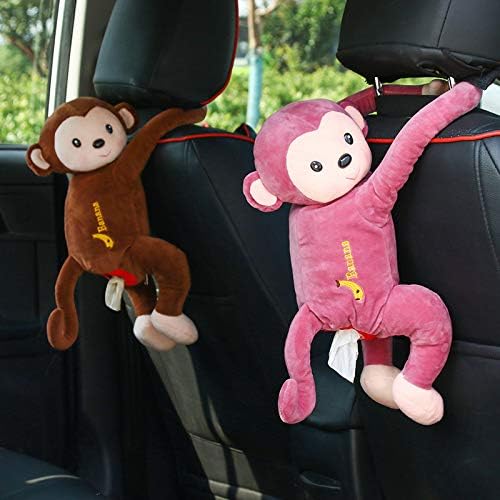 Plush PIPI Monkey Toy style Anime Tissue Holder Tissue Box Cartoon Tissue Cover Paper Holder Napkin Box Paper Storage Box Tissue Tray Paper Container for Car Home Use Bathroom Accessories (Brown)