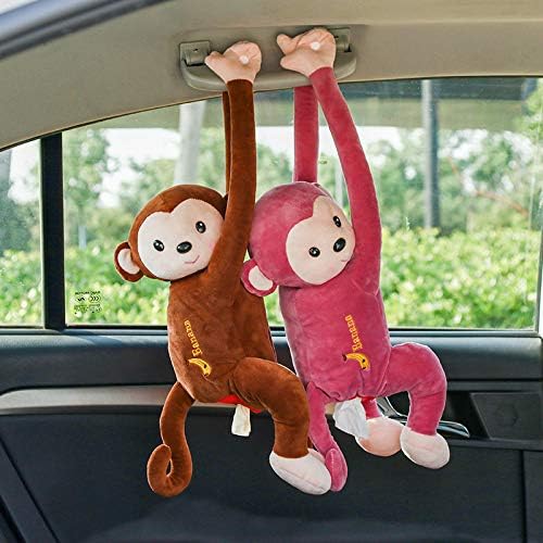Plush PIPI Monkey Toy style Anime Tissue Holder Tissue Box Cartoon Tissue Cover Paper Holder Napkin Box Paper Storage Box Tissue Tray Paper Container for Car Home Use Bathroom Accessories (Brown)