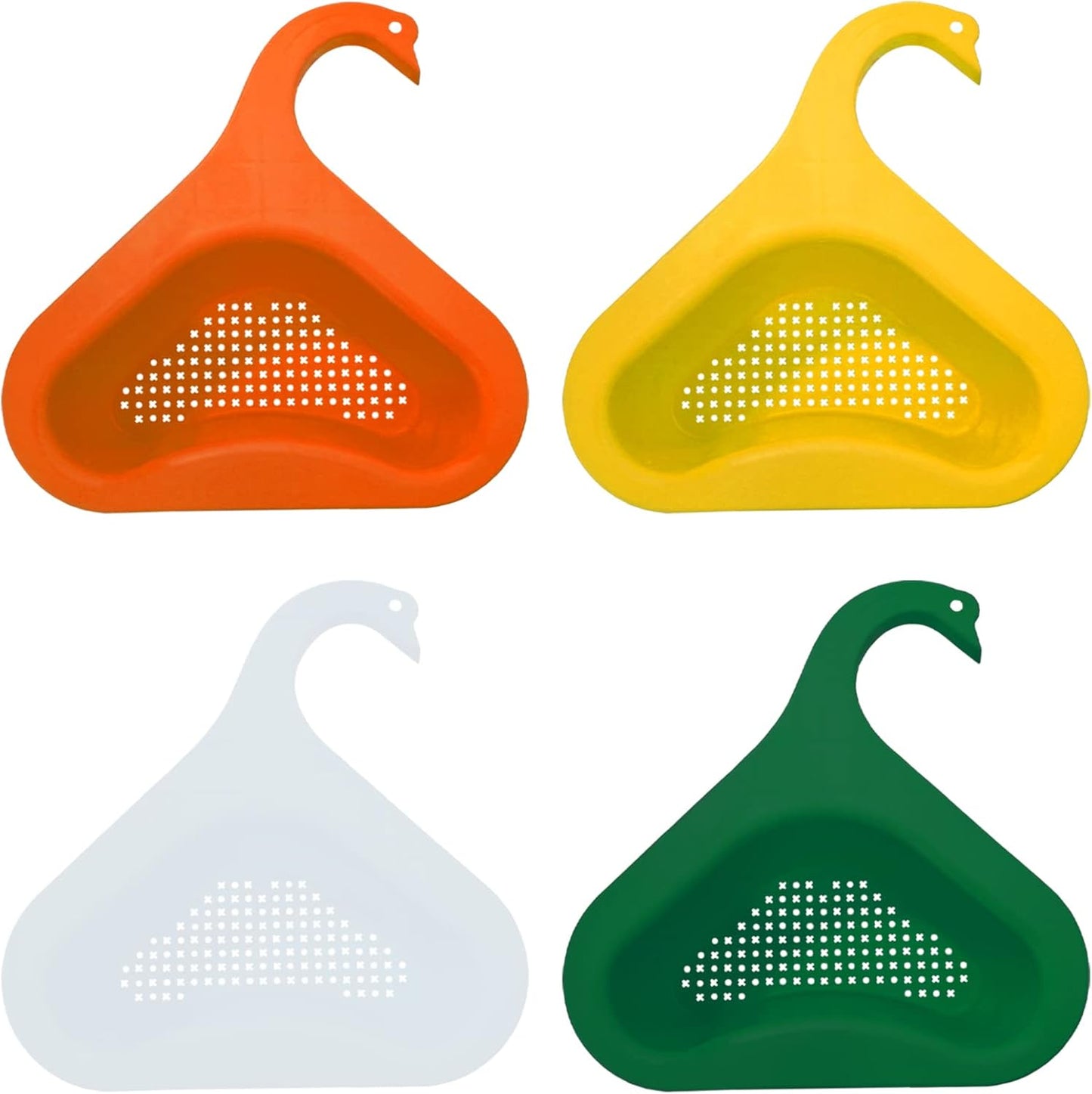 Kitchen sink drain basket swan drain rack, swan drain basket for kitchen sink, multifunctional drainer rack triangle Sink Filter vegetable and fruit drainer basket 4 PCS