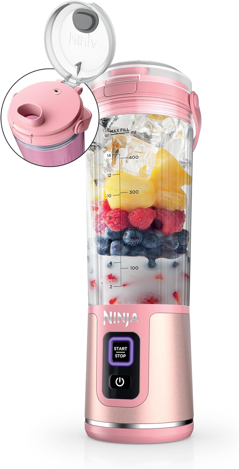 Ninja BC151BK Blast Portable Blender, Cordless, 18oz. Vessel, Personal Blender-for Shakes & Smoothies, BPA Free, Leakproof-Lid & Sip Spout, USB-C Rechargeable, Dishwasher Safe Parts, Black