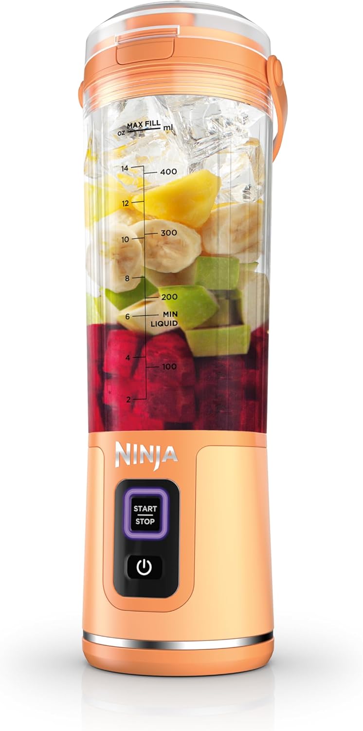 Ninja BC151BK Blast Portable Blender, Cordless, 18oz. Vessel, Personal Blender-for Shakes & Smoothies, BPA Free, Leakproof-Lid & Sip Spout, USB-C Rechargeable, Dishwasher Safe Parts, Black