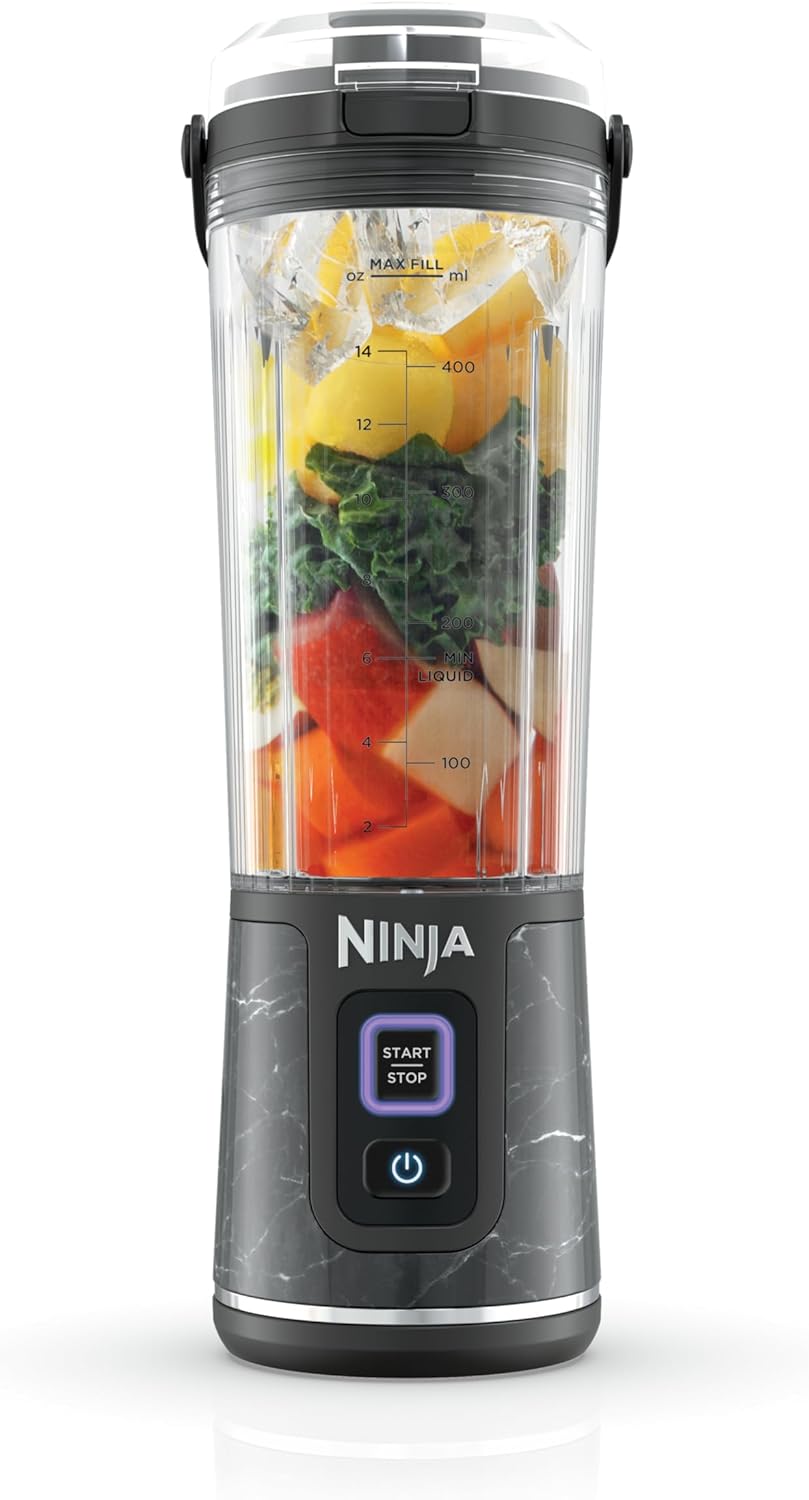 Ninja BC151BK Blast Portable Blender, Cordless, 18oz. Vessel, Personal Blender-for Shakes & Smoothies, BPA Free, Leakproof-Lid & Sip Spout, USB-C Rechargeable, Dishwasher Safe Parts, Black