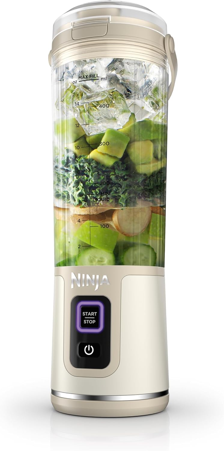 Ninja BC151BK Blast Portable Blender, Cordless, 18oz. Vessel, Personal Blender-for Shakes & Smoothies, BPA Free, Leakproof-Lid & Sip Spout, USB-C Rechargeable, Dishwasher Safe Parts, Black