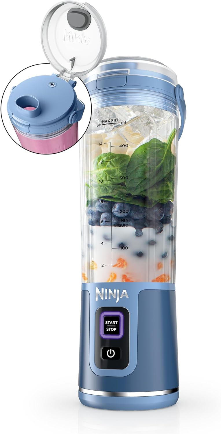 Ninja BC151BK Blast Portable Blender, Cordless, 18oz. Vessel, Personal Blender-for Shakes & Smoothies, BPA Free, Leakproof-Lid & Sip Spout, USB-C Rechargeable, Dishwasher Safe Parts, Black