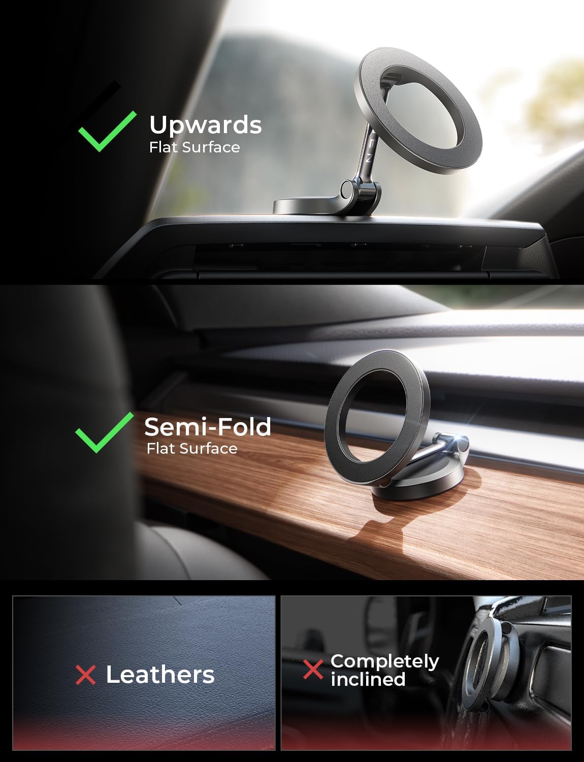 LISEN Ultra Magnetic Car Phone Holder, for MagSafe Car Mount, Car Accessories for iPhone, MagSafe Car Mount Magnet Phone Holder for Car, Fit for iPhone 16, 15, 14, 13, Series and MagSafe Case, Black