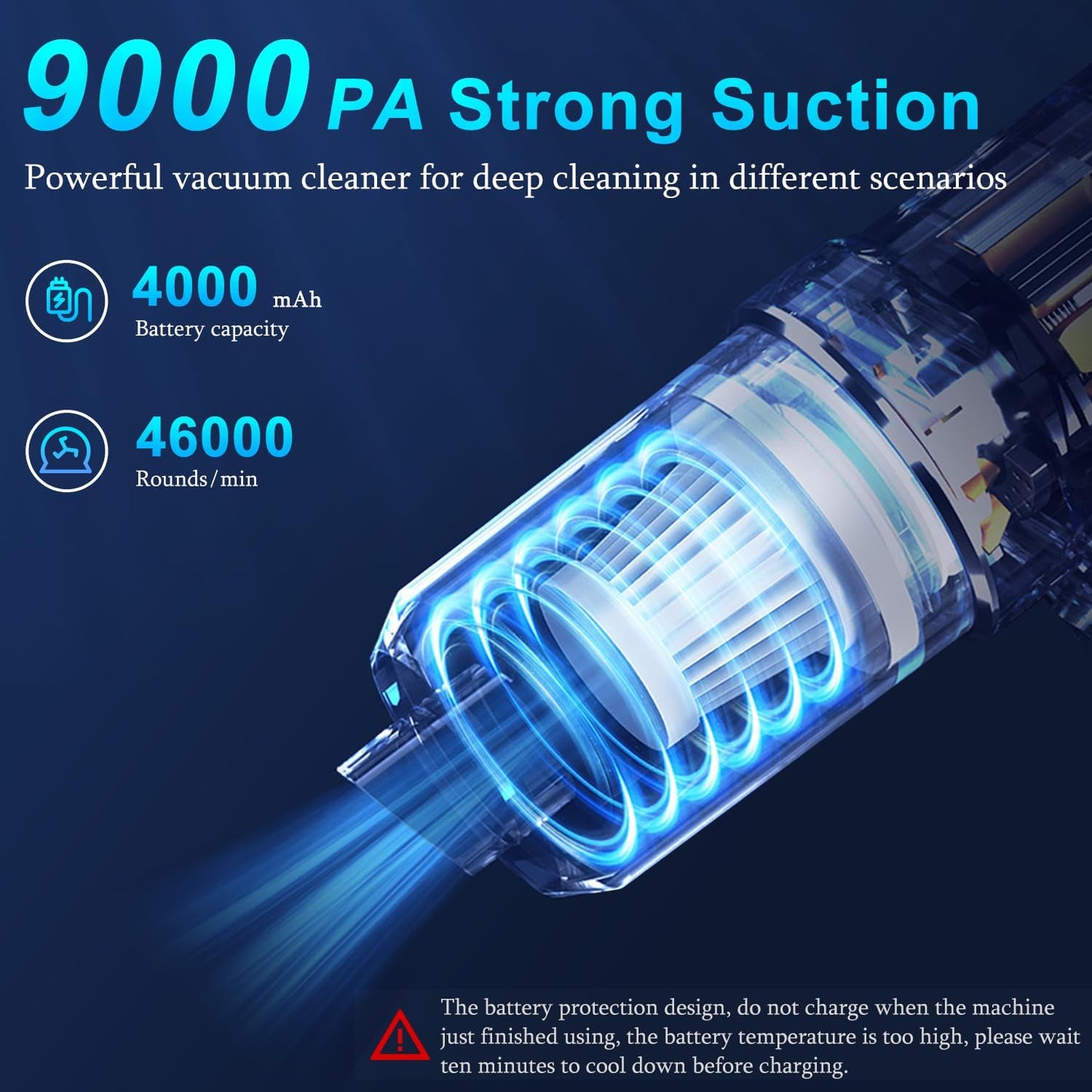 KMM Aspiradora de mano para automóvil, aspiradora de 9000 Pa y plumero de aire, aspiradora de mano de alta potencia de 120 W con luz LED y boquillas múltiples para automóvil, hogar, oficina, mascotas