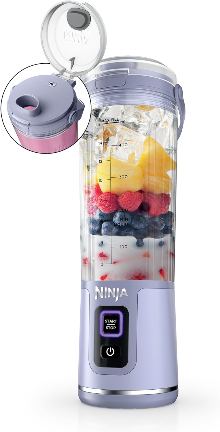 Ninja BC151BK Blast Portable Blender, Cordless, 18oz. Vessel, Personal Blender-for Shakes & Smoothies, BPA Free, Leakproof-Lid & Sip Spout, USB-C Rechargeable, Dishwasher Safe Parts, Black