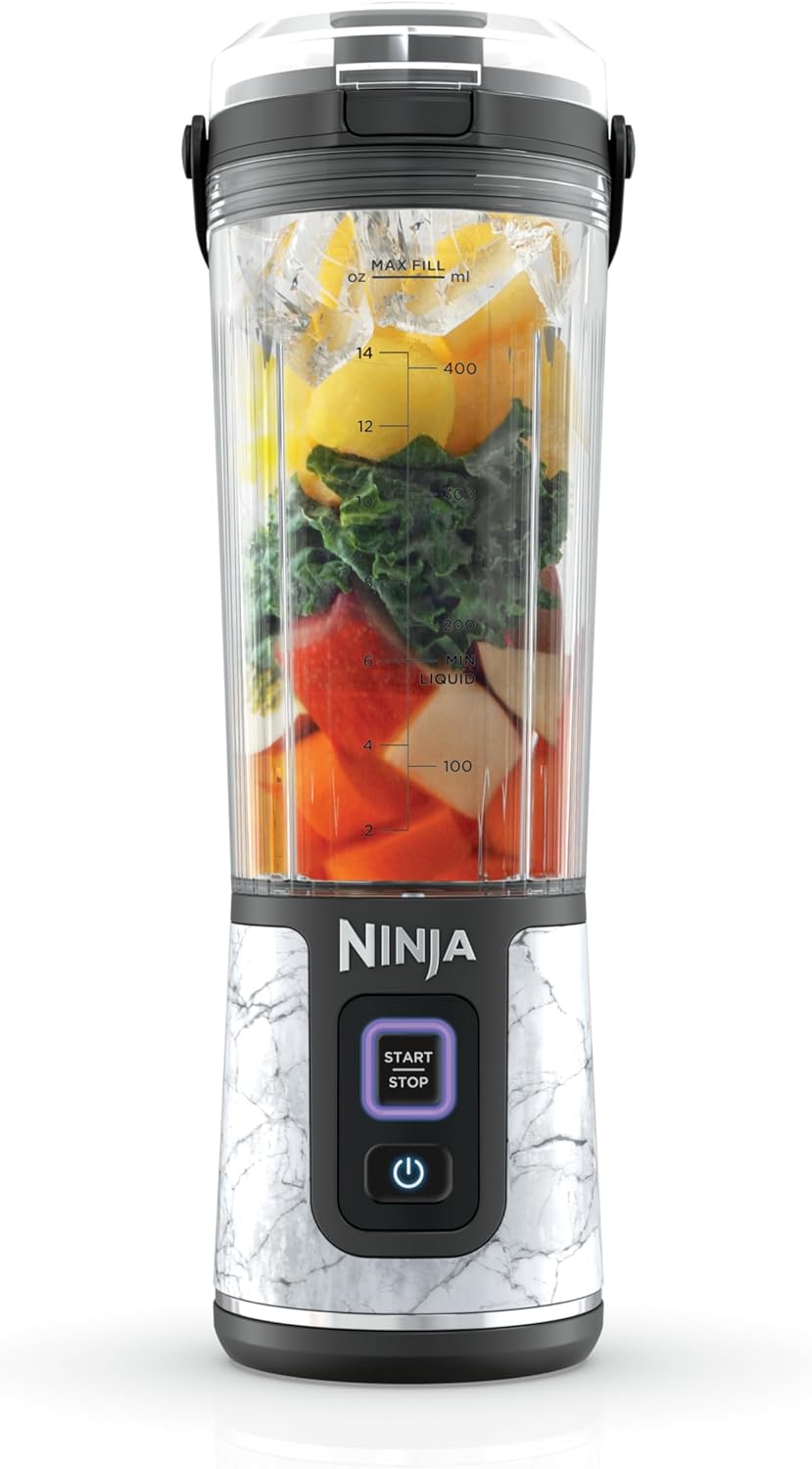 Ninja BC151BK Blast Portable Blender, Cordless, 18oz. Vessel, Personal Blender-for Shakes & Smoothies, BPA Free, Leakproof-Lid & Sip Spout, USB-C Rechargeable, Dishwasher Safe Parts, Black