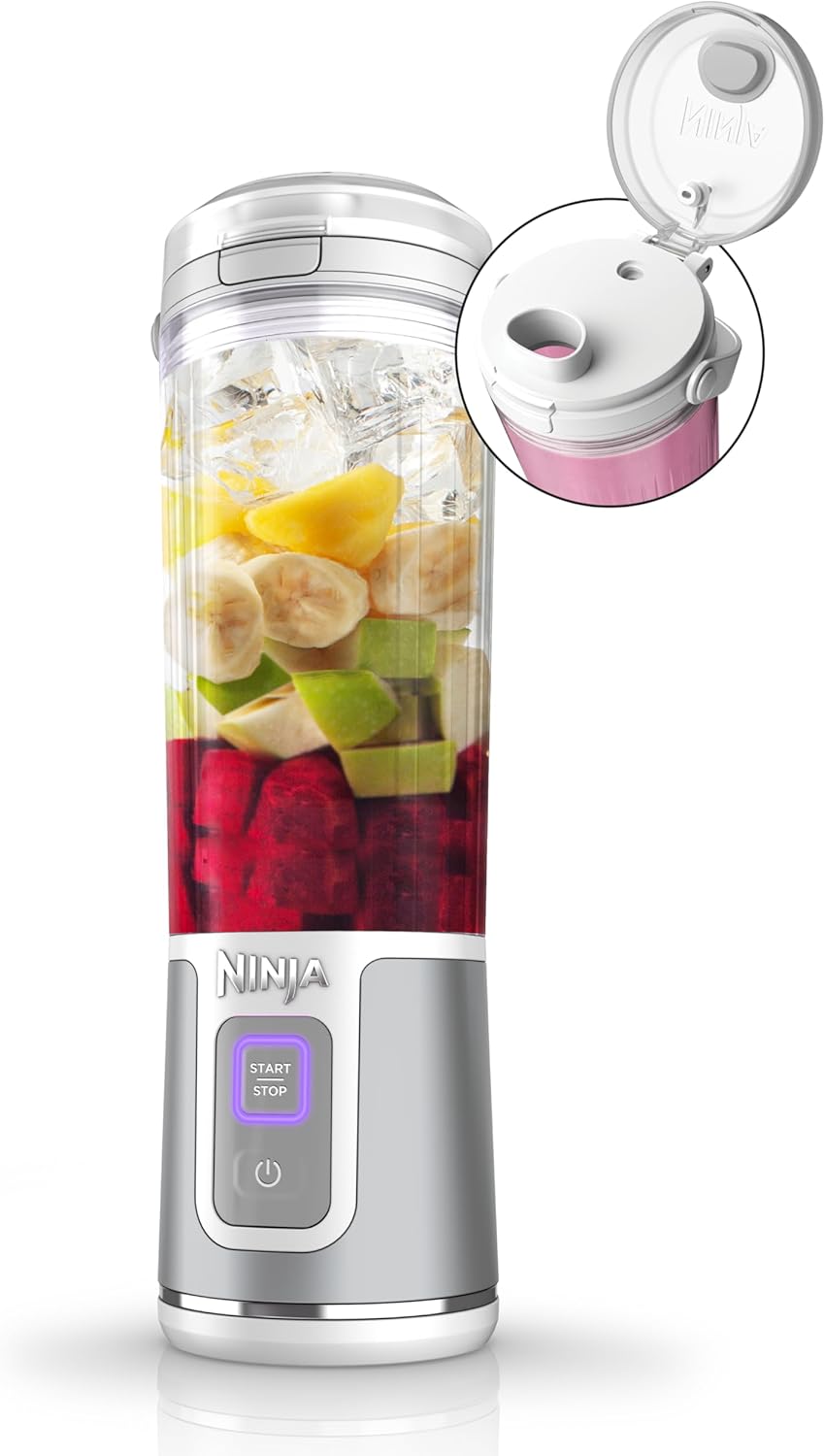 Ninja BC151BK Blast Portable Blender, Cordless, 18oz. Vessel, Personal Blender-for Shakes & Smoothies, BPA Free, Leakproof-Lid & Sip Spout, USB-C Rechargeable, Dishwasher Safe Parts, Black