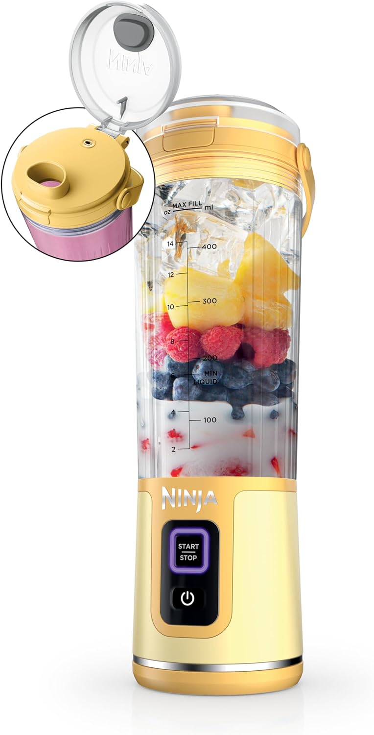 Ninja BC151BK Blast Portable Blender, Cordless, 18oz. Vessel, Personal Blender-for Shakes & Smoothies, BPA Free, Leakproof-Lid & Sip Spout, USB-C Rechargeable, Dishwasher Safe Parts, Black