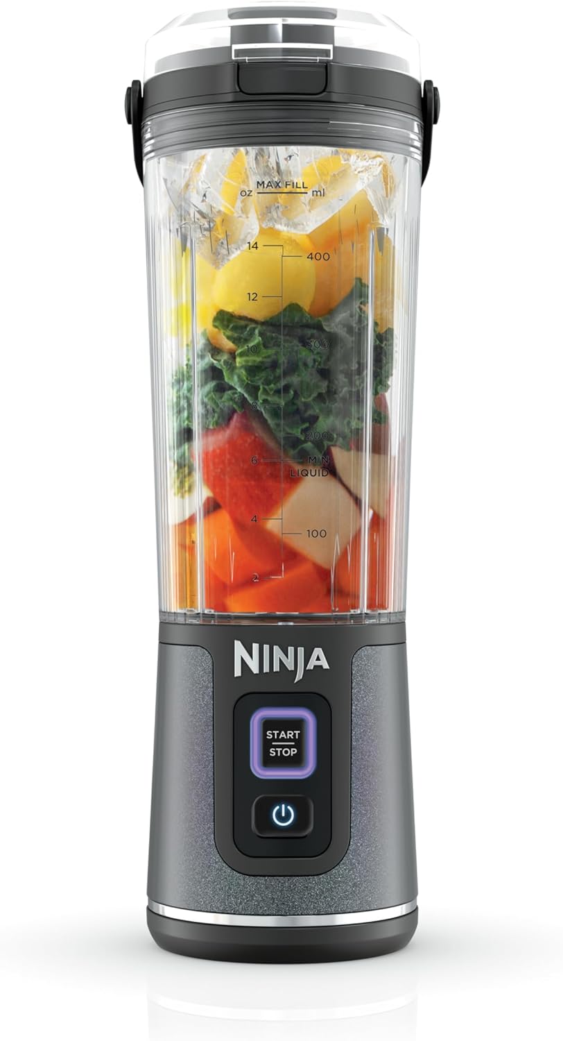 Ninja BC151BK Blast Portable Blender, Cordless, 18oz. Vessel, Personal Blender-for Shakes & Smoothies, BPA Free, Leakproof-Lid & Sip Spout, USB-C Rechargeable, Dishwasher Safe Parts, Black