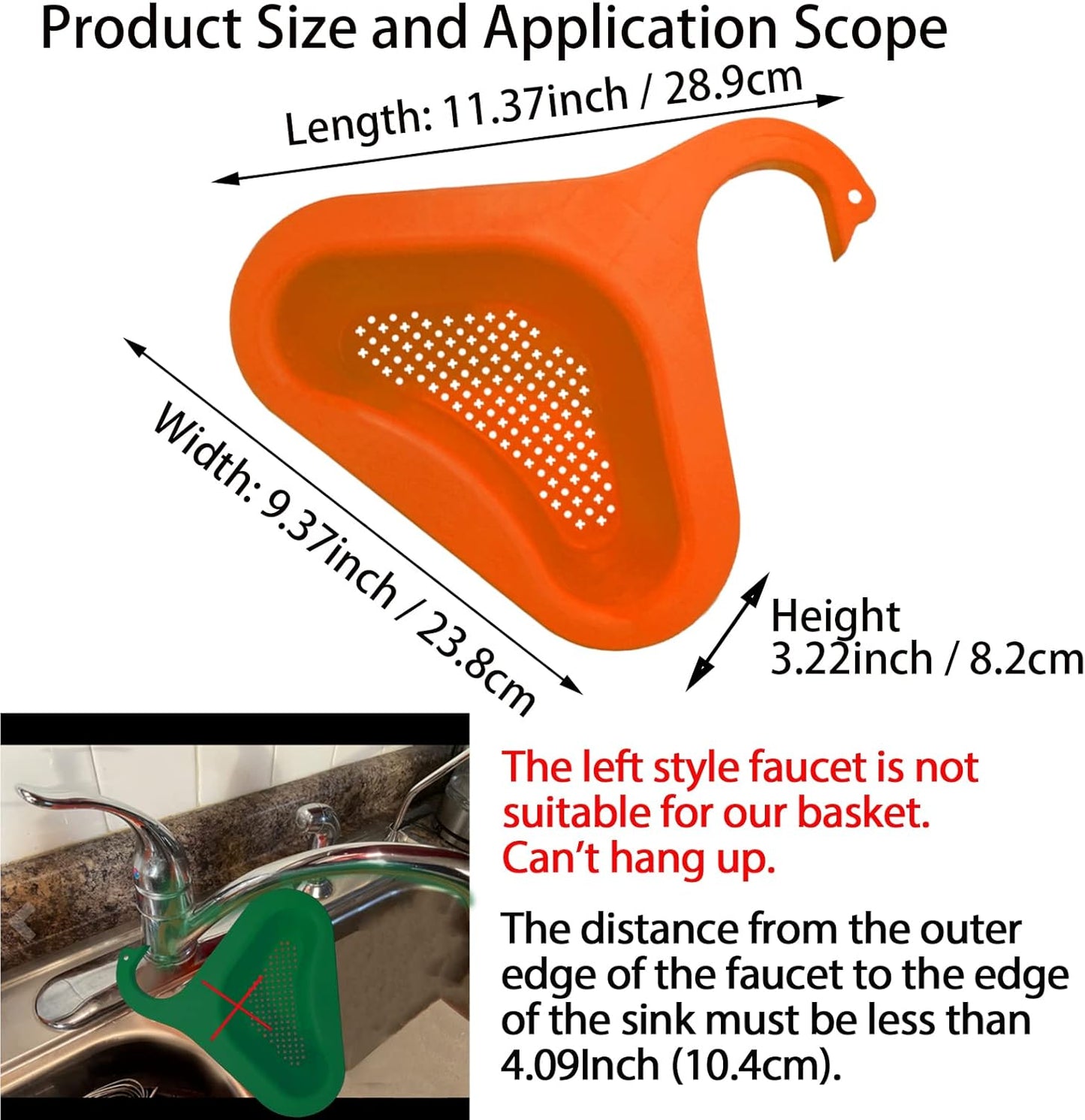 Kitchen sink drain basket swan drain rack, swan drain basket for kitchen sink, multifunctional drainer rack triangle Sink Filter vegetable and fruit drainer basket 4 PCS