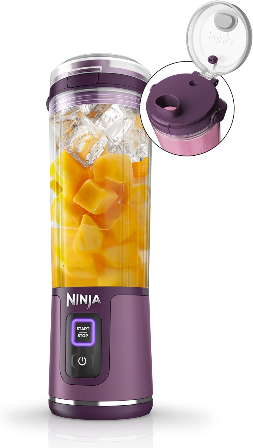 Ninja BC151BK Blast Portable Blender, Cordless, 18oz. Vessel, Personal Blender-for Shakes & Smoothies, BPA Free, Leakproof-Lid & Sip Spout, USB-C Rechargeable, Dishwasher Safe Parts, Black