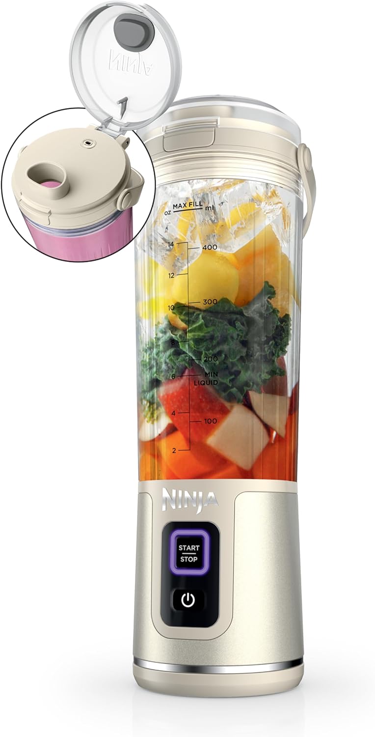 Ninja BC151BK Blast Portable Blender, Cordless, 18oz. Vessel, Personal Blender-for Shakes & Smoothies, BPA Free, Leakproof-Lid & Sip Spout, USB-C Rechargeable, Dishwasher Safe Parts, Black