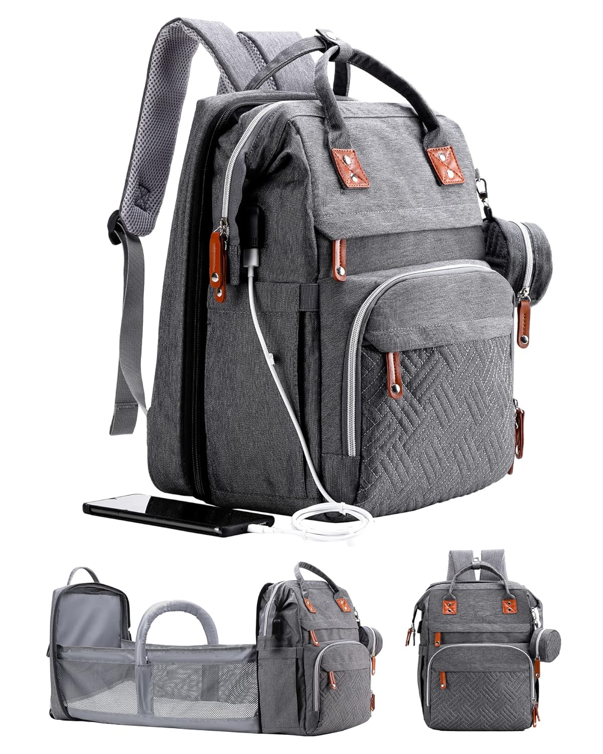Diaper Bag Backpack with Changing Station, Large Diaper Bag, Baby Bag, Multifunctional Diaper Bag, Black