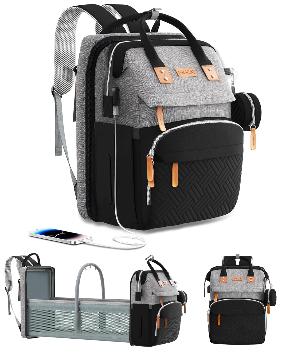 Diaper Bag Backpack with Changing Station, Large Diaper Bag, Baby Bag, Multifunctional Diaper Bag, Black