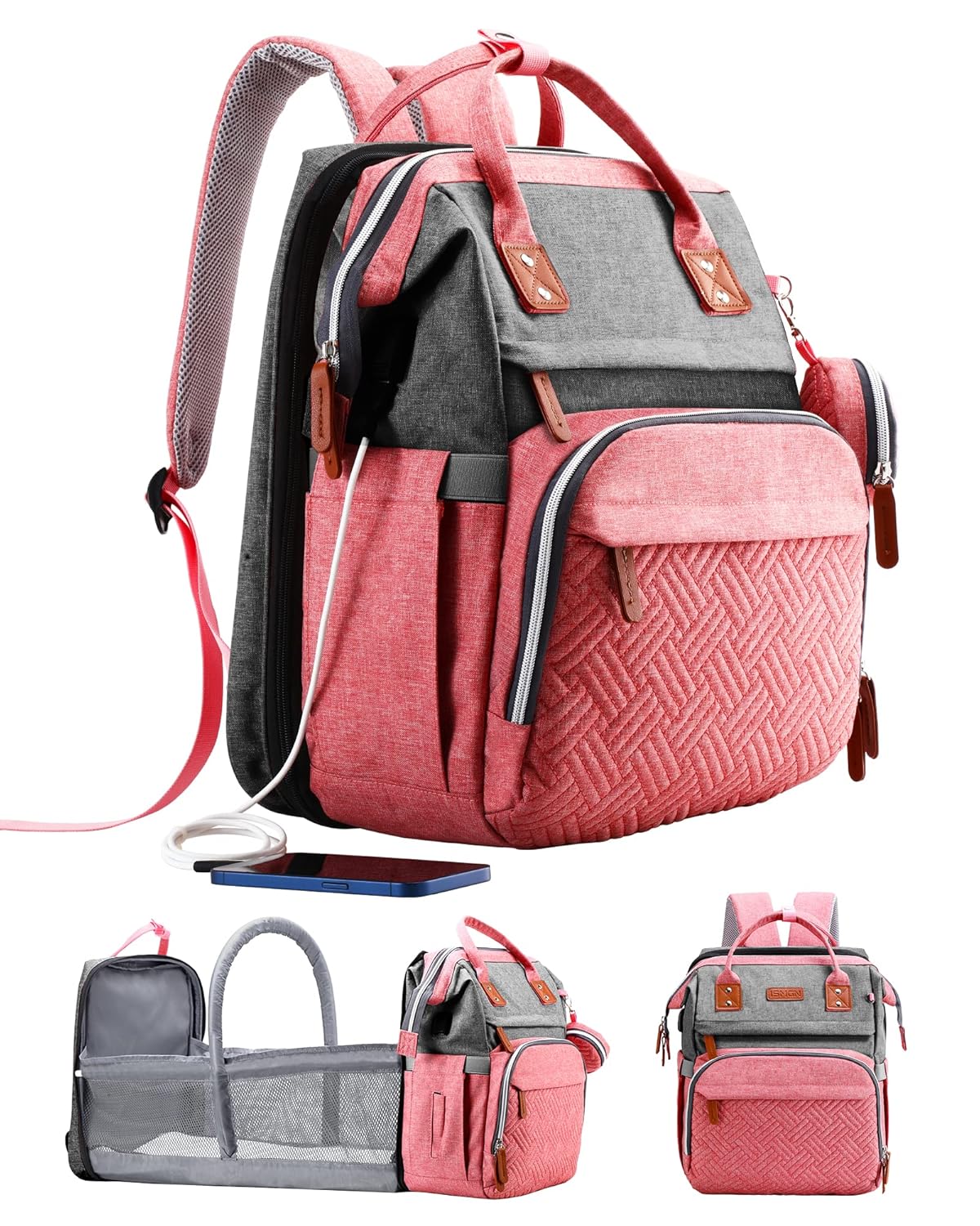Diaper Bag Backpack with Changing Station, Large Diaper Bag, Baby Bag, Multifunctional Diaper Bag, Black
