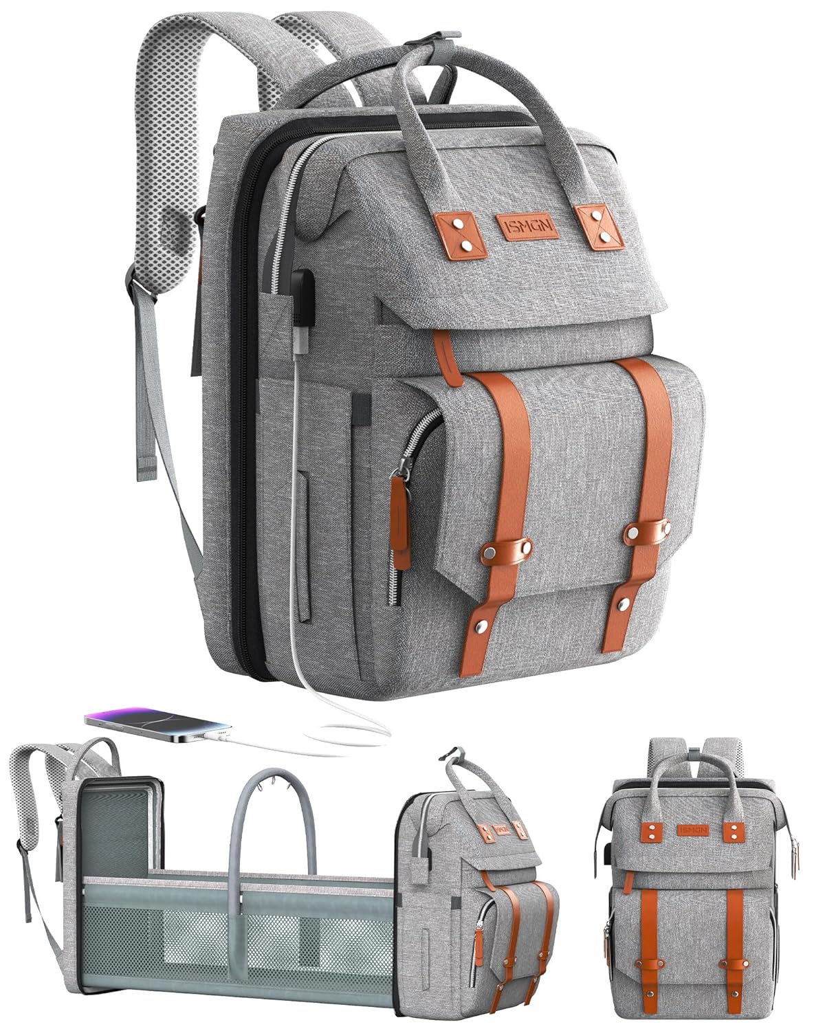 Diaper Bag Backpack with Changing Station, Large Diaper Bag, Baby Bag, Multifunctional Diaper Bag, Black