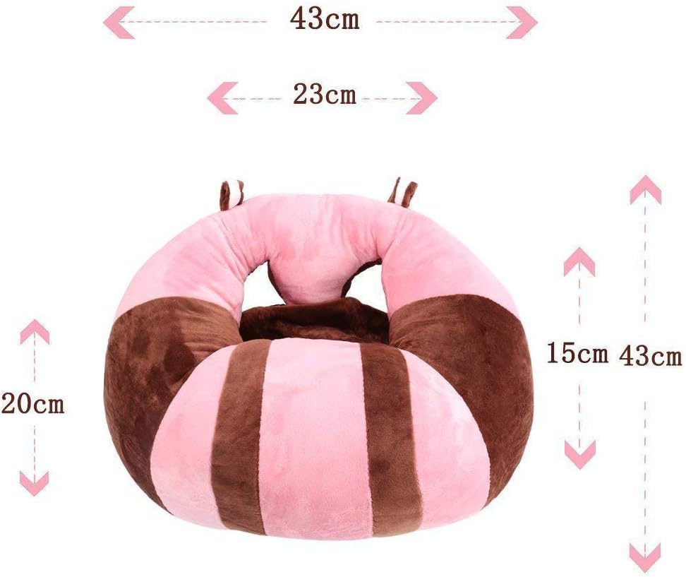 SealSee Baby Support Seat Sofa Plush Soft Animal Shaped Baby Learning to Sit Chair Keep Sitting Posture Comfortable for 3-16 Months Baby (Pink)
