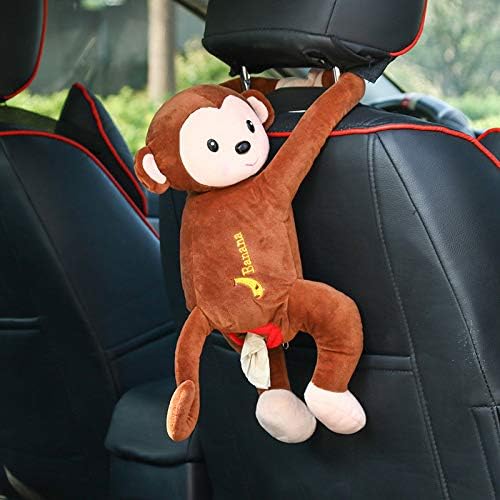 Plush PIPI Monkey Toy style Anime Tissue Holder Tissue Box Cartoon Tissue Cover Paper Holder Napkin Box Paper Storage Box Tissue Tray Paper Container for Car Home Use Bathroom Accessories (Brown)