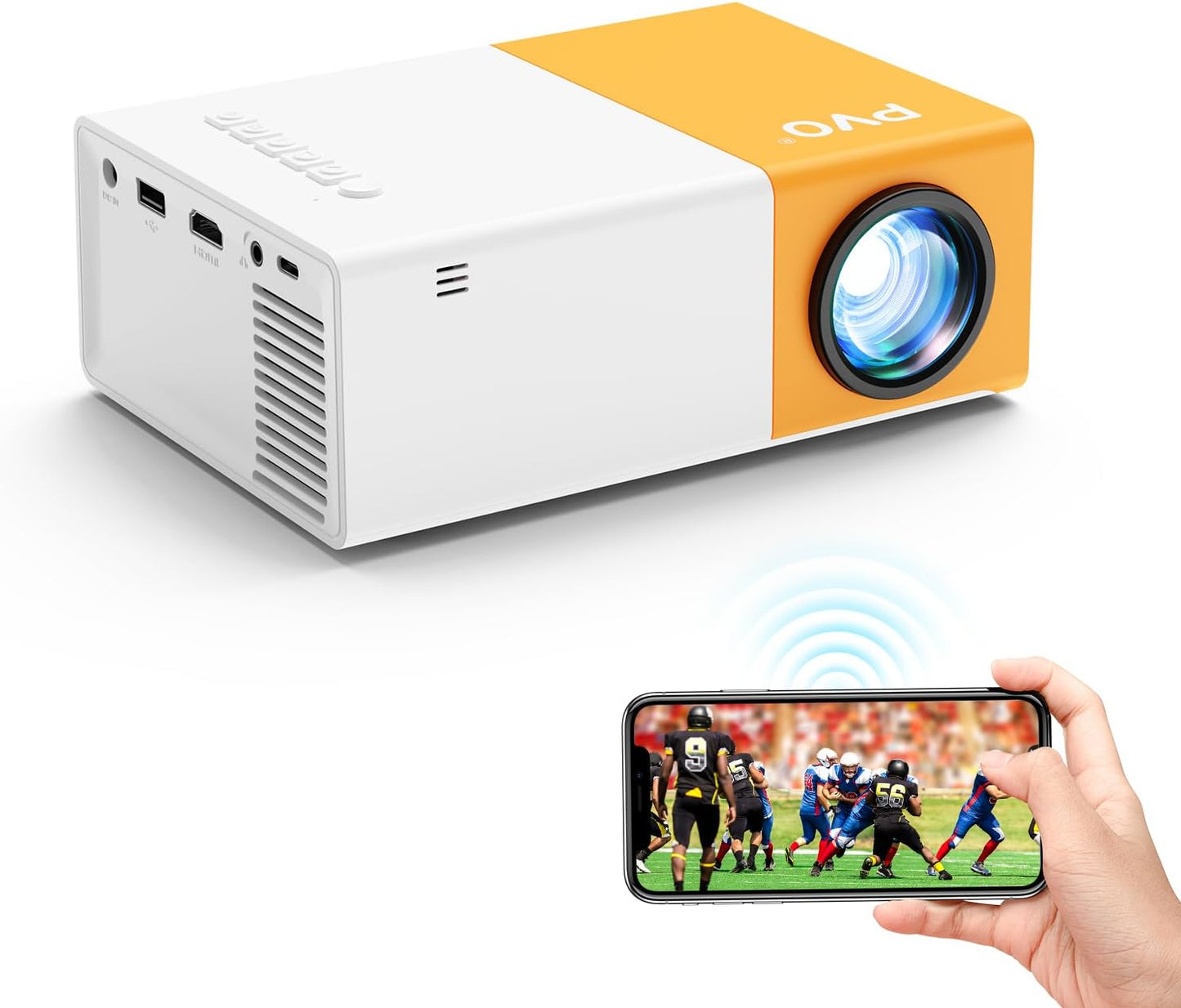 PVO Mini Projector Portable For Cartoon, Outdoor Video Projectors, LED Pico Movie-Projector for Home Theater, Kids Gift, Video Can Be Easily Mirrored Directly to The Projector Via Data Cable