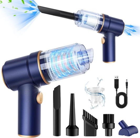 KMM Aspiradora de mano para automóvil, aspiradora de 9000 Pa y plumero de aire, aspiradora de mano de alta potencia de 120 W con luz LED y boquillas múltiples para automóvil, hogar, oficina, mascotas