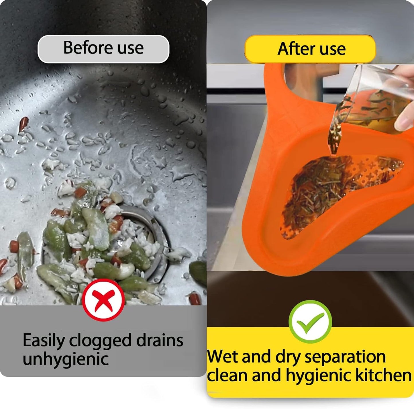 Kitchen sink drain basket swan drain rack, swan drain basket for kitchen sink, multifunctional drainer rack triangle Sink Filter vegetable and fruit drainer basket 4 PCS