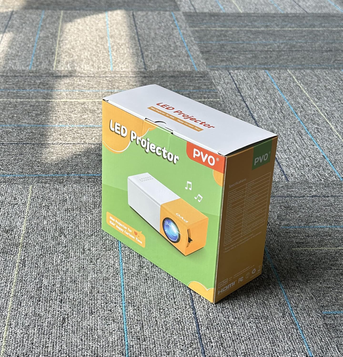PVO Mini Projector Portable For Cartoon, Outdoor Video Projectors, LED Pico Movie-Projector for Home Theater, Kids Gift, Video Can Be Easily Mirrored Directly to The Projector Via Data Cable